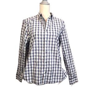 Men's Michael Kors Large Button Down Shirt Plaid Tailored Fit Dress Shirt